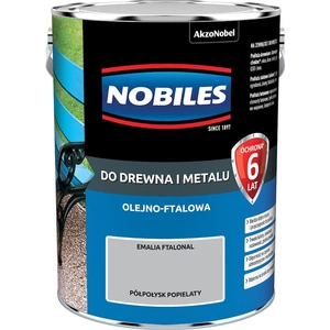 Farba do drewna i metalu olejno- ftalowa NOBILES FTALONAL Popielaty półpołysk 5l