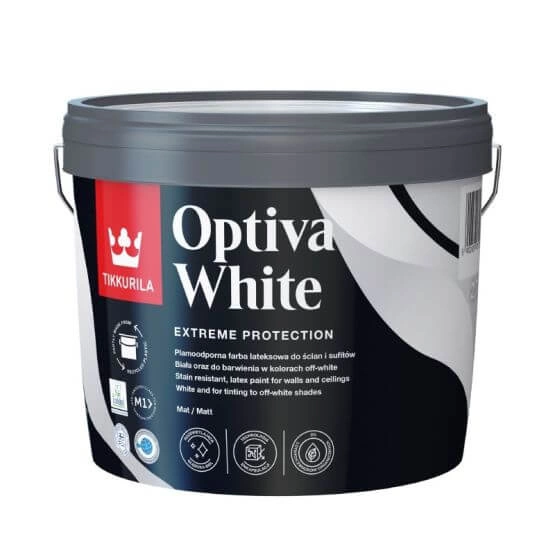 Farba do ścian i sufitów lateksowa TIKKURILA Optiva White mat 9l