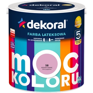 Farba do ścian i sufitów lateksowa DEKORAL MOC KOLORU Różany Kwarc nr 58 mat 2,5l