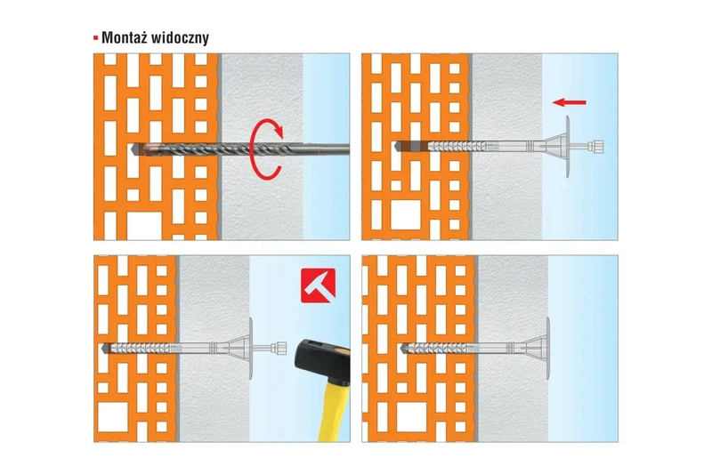 Kołek do mocowania izolacji trzpień metalowy z długą strefą rozpierania WKRĘT-MET LFMG 10x260mm - 100 szt.