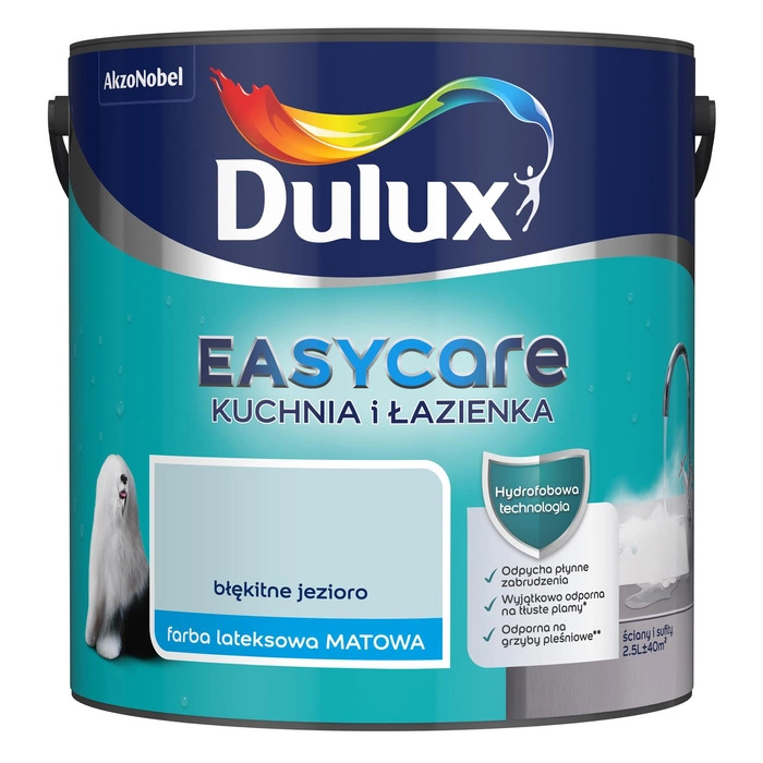 Farba do kuchni i łazienki lateksowa Dulux EasyCare Kuchnia i Łazienka Błękitne jezioro mat 2,5L