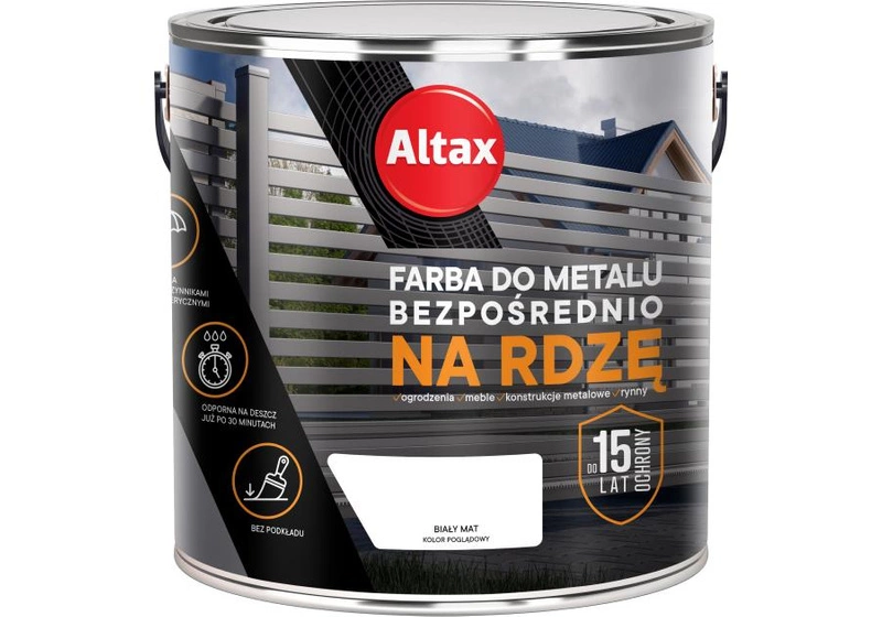 Farba do metalu ALTAX Bezpośrednio na rdzę biały mat 2,5l