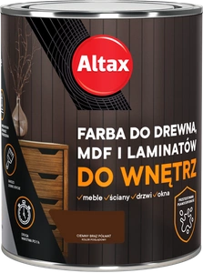 Farba do drewna,MDF i laminatów ALTAX do wnętrz półmat ciemny brąz 0,75l