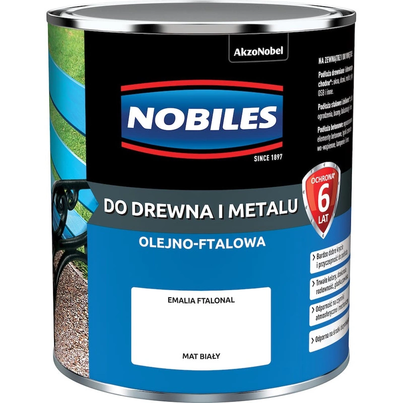 Farba do drewna i metalu olejno- ftalowa NOBILES FTALONAL Biały mat 0,7l