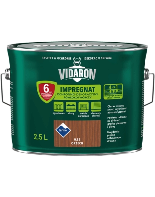 Impregnat do drewna VIDARON Powłokotwórczy orzech V25 mat 2,5l