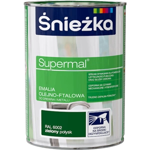 Farba do drewna i metalu olejno-ftalowa ŚNIEŻKA Supermal zielony RAL6002 połysk 0,8l