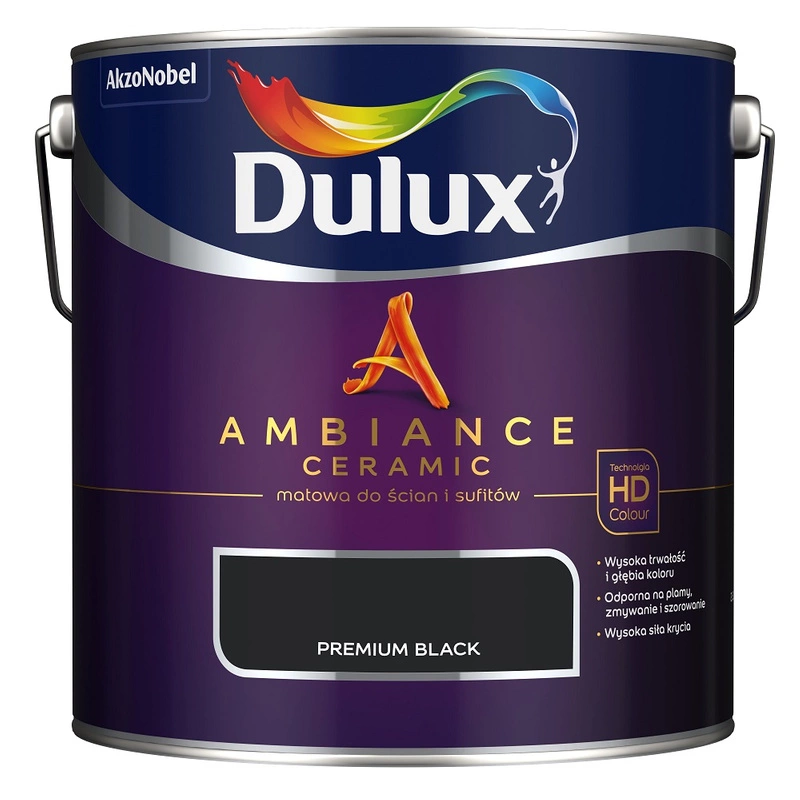 Farba do ścian i sufitów ceramiczna DULUX Ambiance Ceramic Premium Black głęboki mat 2,5l