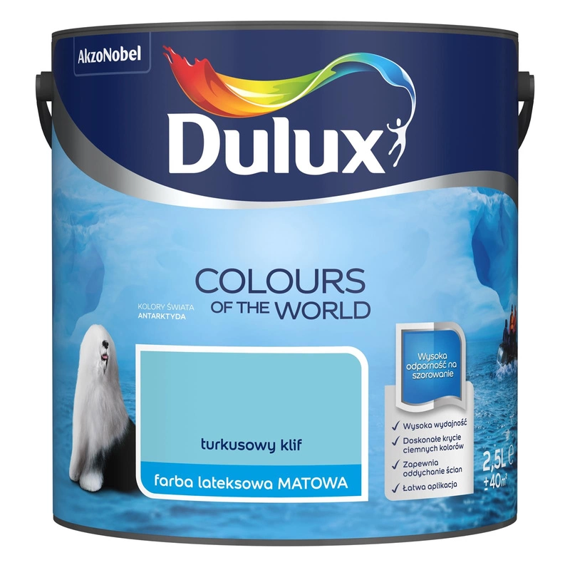 Farba do ścian i sufitów lateksowa Dulux Kolory Świata Turkusowy Klif mat 2,5L