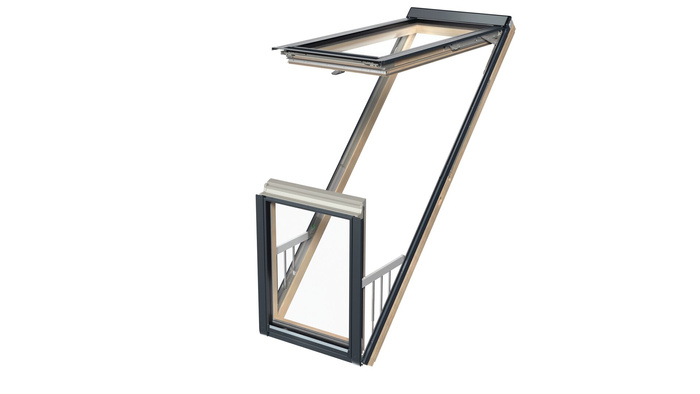 Balkon dachowy Fakro FGP-V P50 APMX RAL 7016 78x255 3-szybowy drewaniany