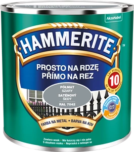 Farba do metalu HAMMERITE Prosto Na Rdzę Półmat Szary 0,25l