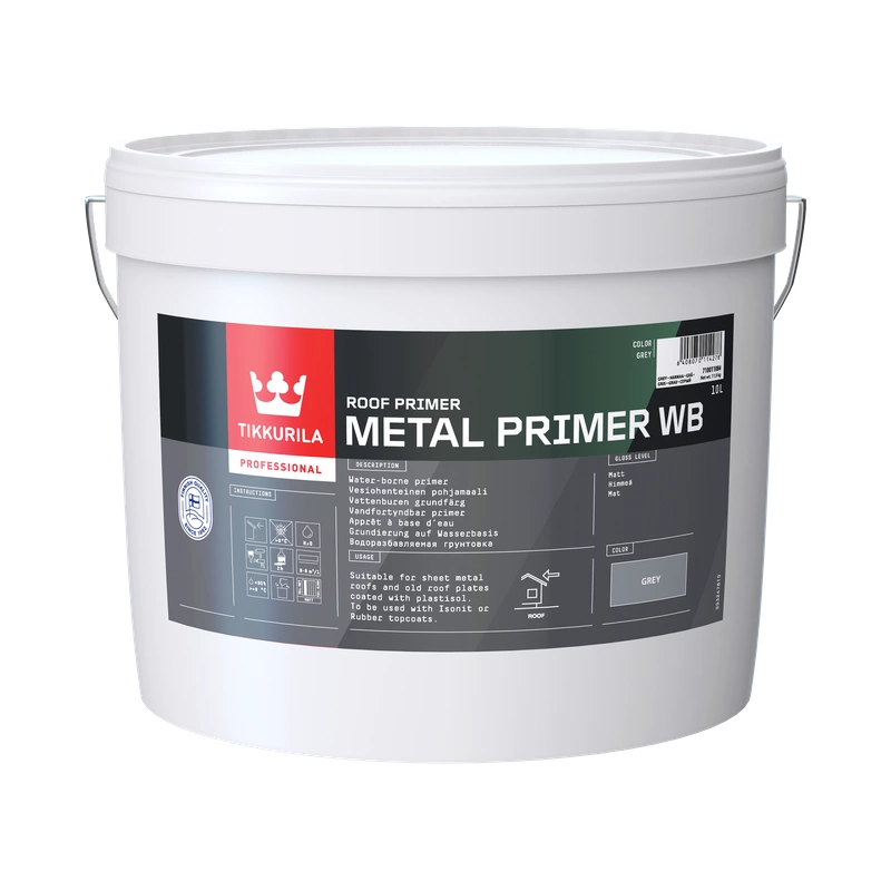 Farba podkładowa do dachów TIKKURILA Metal Primer WB Grey mat 10l NOWOŚĆ