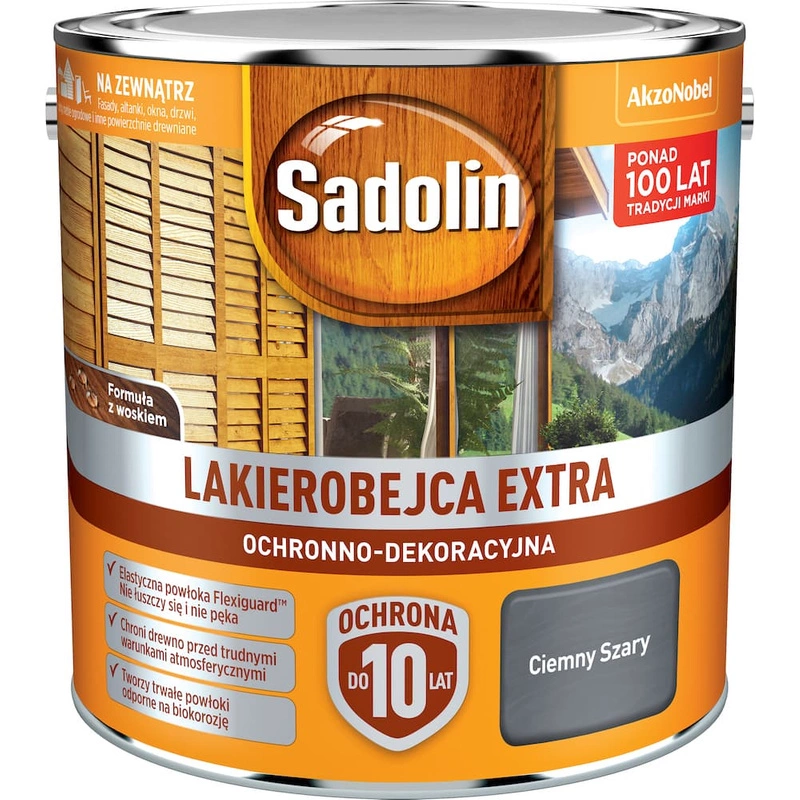 Lakierobejca do drewna SADOLIN EXTRA Ciemny Szary 2,5l