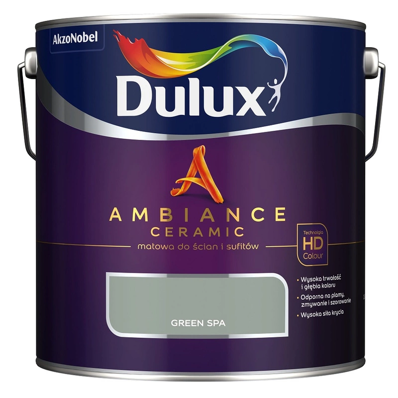 Farba do ścian i sufitów ceramiczna DULUX Ambiance Ceramic Green Spa głęboki mat 2,5l