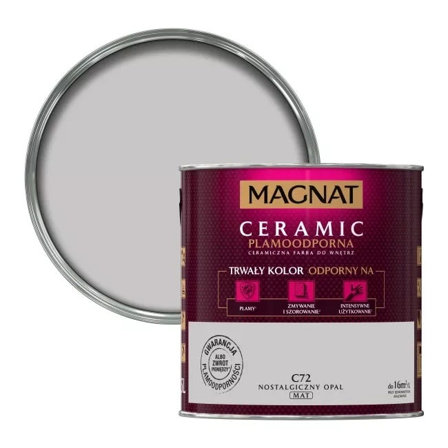 Farba do ścian i sufitów ceramiczna MAGNAT Ceramic nostalgiczny opal C72 mat 2,5l