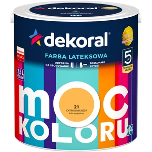 Farba do ścian i sufitów lateksowa DEKORAL MOC KOLORU Cytrynowa Beza nr 21 mat 2,5l