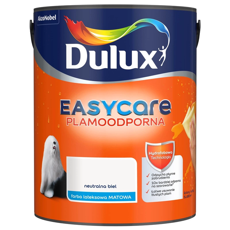 Farba do ścian i sufitów lateksowa Dulux EasyCare Neturalna Biel mat 5L