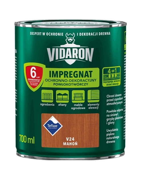 Impregnat do drewna VIDARON Powłokotwórczy mahoń V24 mat 0,7l