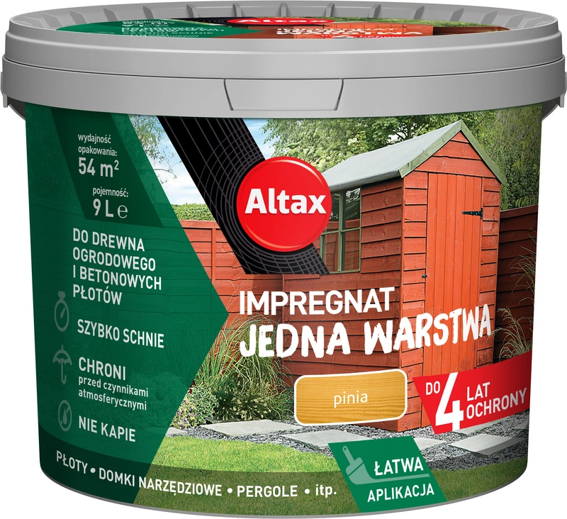 Impregnat do drewna ogrodowego ALTAX Jedna Warstwa pinia mat 9l