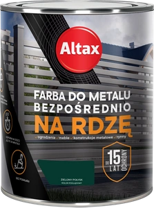 Farba do metalu ALTAX Bezpośrednio na rdzę zielony połysk 0,75l