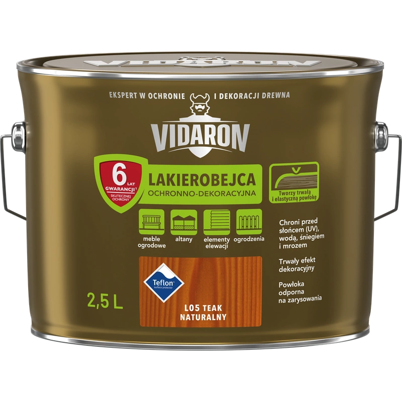 Lakierobejca do drewna VIDARON teak naturalny L05 połysk 2,5l