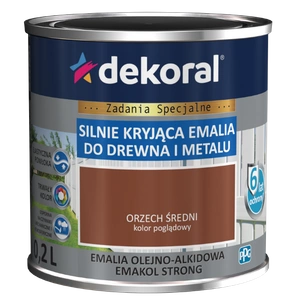 Farba ogólnego stosowania olejno-alkidowa DEKORAL SILNIE KRYJĄCA EMALIA DO DREWNA I METALU orzech średni 0,2l