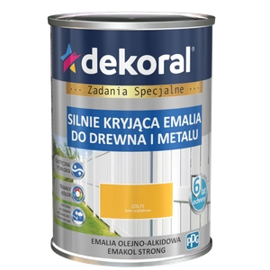 Farba ogólnego stosowania olejno-alkidowa DEKORAL SILNIE KRYJĄCA EMALIA DO DREWNA I METALU żółty 0,9l