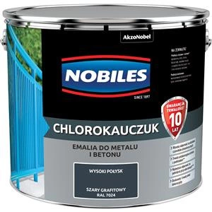 Farba do metalu i betonu NOBILES CHLOROKAUCZUK RAL 7024 połysk 10l