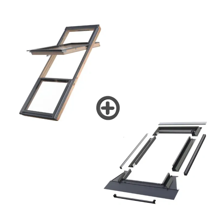 Zestaw okno dachowe FAKRO FDP-V P50 APMX 78x186 + Kołnierz EHV-AT 78x186 RAL 7016