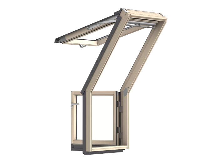 Balkon dachowy Velux GEL M08 3065 3-szybowy drewniany góra