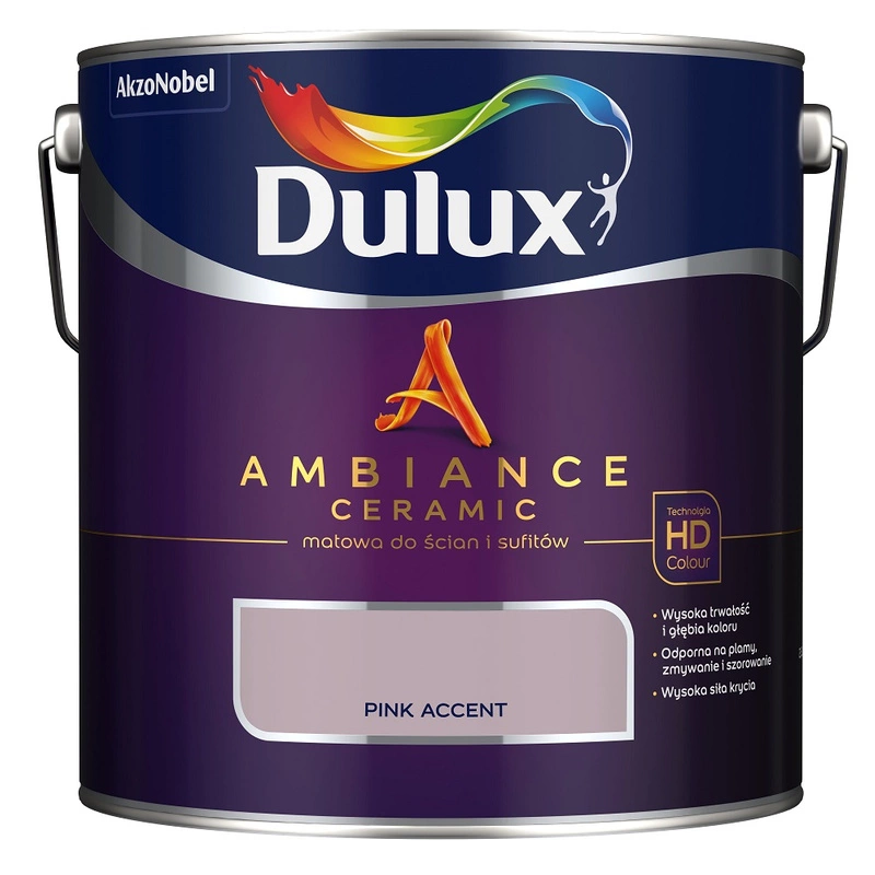 Farba do ścian i sufitów ceramiczna DULUX Ambiance Ceramic Pink Accent głęboki mat 2,5l