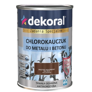 Farba do metalu i betonu DEKORAL CHLOROKAUCZUK STRONG brązowy mahoniowy RAL 8016 0,9l