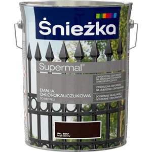 Farba do metalu chlorokauczukowa ŚNIEŻKA Supermal brąz ciemny RAL8017 połysk 5l