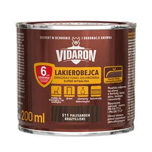 Lakierobejca do drewna VIDARON Super Wydajna palisander brazylijski S11 satynowy połysk 0,2l