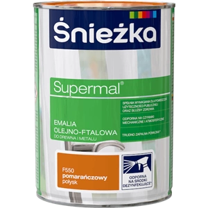 Farba do drewna i metalu olejno-ftalowa ŚNIEŻKA Supermal pomarańczowy F550 połysk 0,8l