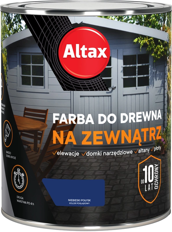 Farba do drewna ALTAX na zewnątrz niebieski półmat 0,75l