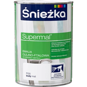 Farba do drewna i metalu olejno-ftalowa ŚNIEŻKA Supermal biały F100 mat 0,8l