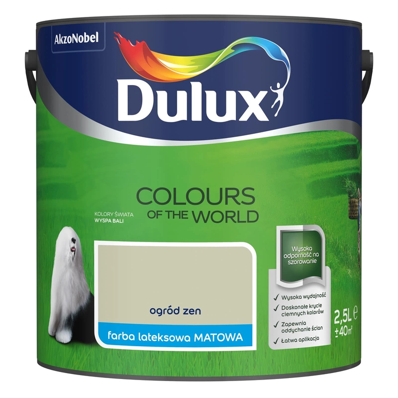 Farba do ścian i sufitów lateksowa Dulux Kolory Świata Ogród Zen mat 2,5L