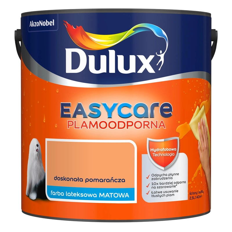 Farba do ścian i sufitów lateksowa Dulux EasyCare Doskonała pomarańcza mat 2,5L