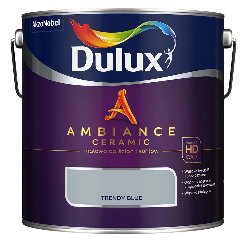 Farba do ścian i sufitów ceramiczna DULUX Ambiance Ceramic Trendy Blue głęboki mat 2,5l