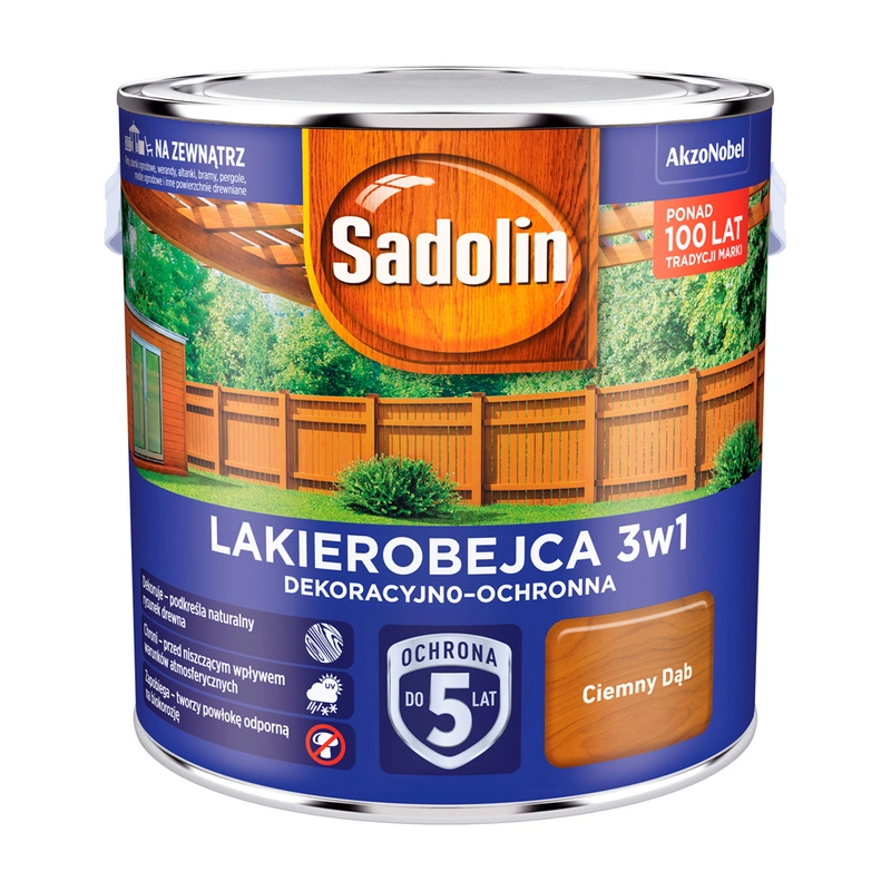 Lakierobejca do drewna SADOLIN LAKIEROBEJCA 3W1 Ciemny Dąb 2,5l