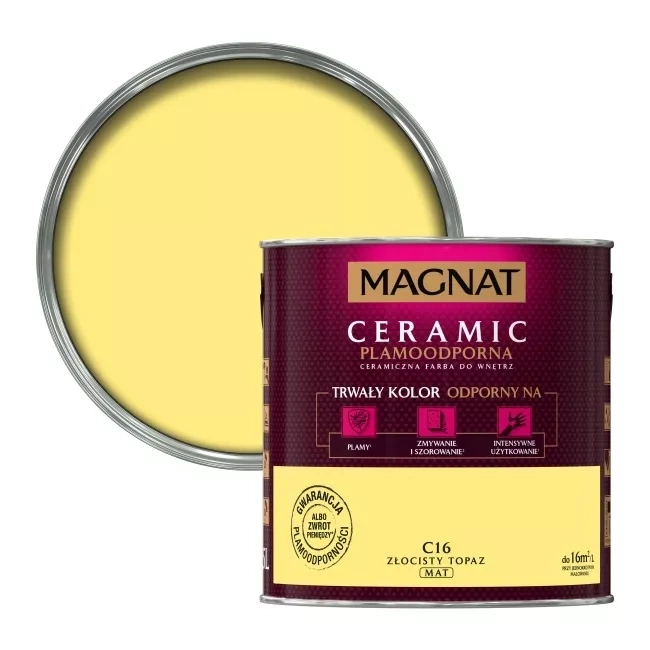 Farba do ścian i sufitów ceramiczna MAGNAT Ceramic złocisty topaz C16  mat 2,5l