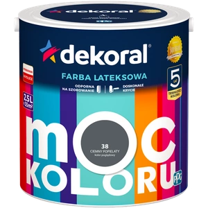 Farba do ścian i sufitów lateksowa DEKORAL MOC KOLORU Ciemny Popielaty nr 38 mat 2,5l