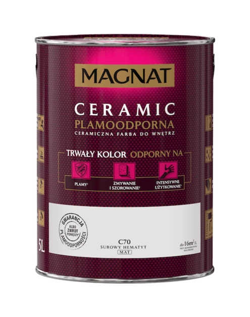 Farba do ścian i sufitów ceramiczna MAGNAT Ceramic surowy hematyt C70 mat 5l