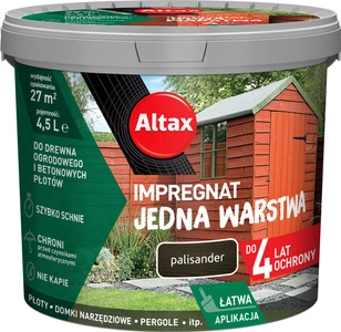 Impregnat do drewna ogrodowego ALTAX Jedna Warstwa palisander mat 4,5l
