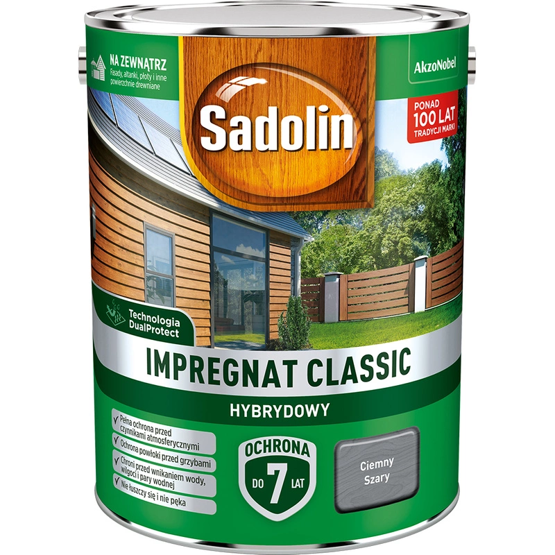 Impregnat do drewna SADOLIN Classic hybrydowy Ciemny Szary 4,5l