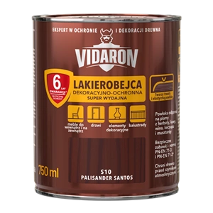 Lakierobejca do drewna VIDARON Super Wydajna palisander santos S10 satynowy połysk 0,75l