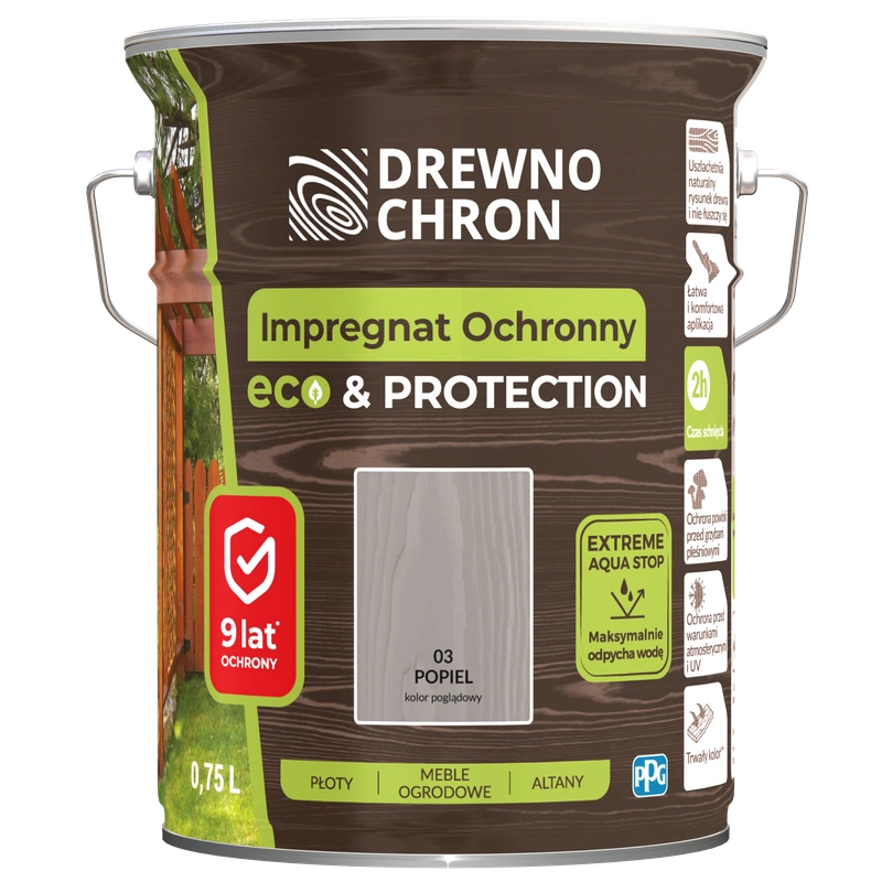 Impregnat do drewna DREWNOCHRON IMPREGNAT OCHRONNY ECO&PROTECTION popiel 4,5l