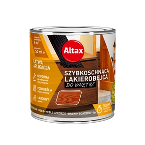 Lakierobejca do drewna ALTAX szybkoschnąca do wnętrz tik połysk 0,25l