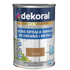 Farba ogólnego stosowania olejno-alkidowa DEKORAL SILNIE KRYJĄCA EMALIA DO DREWNA I METALU orzech jasny 0,9l