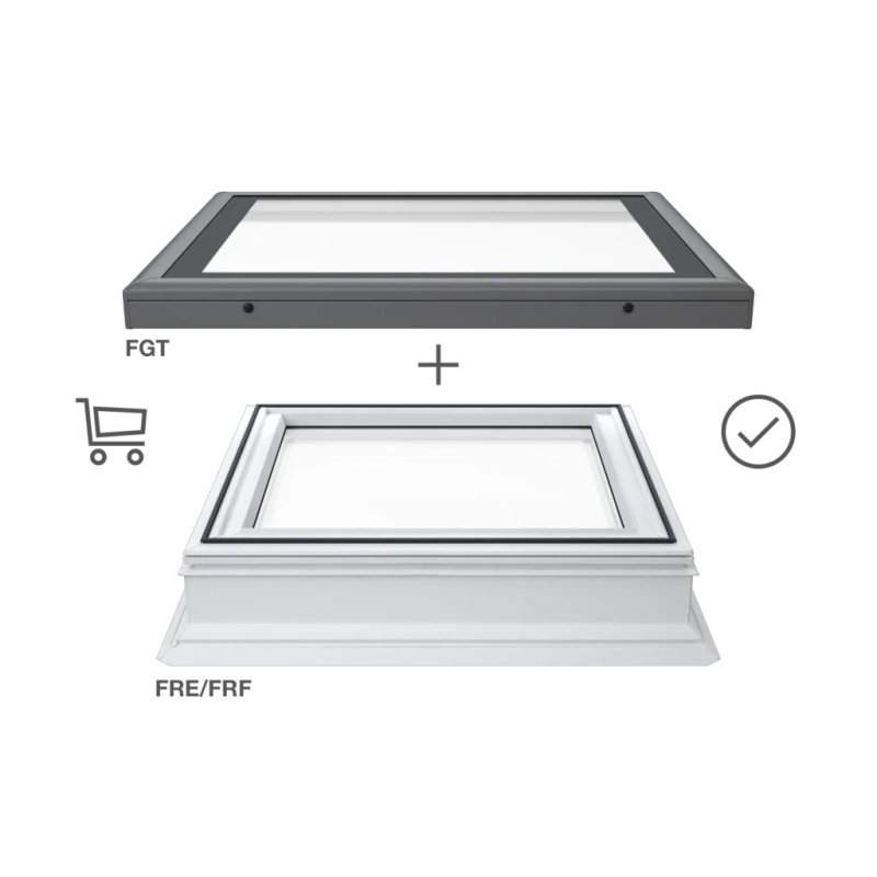 Okno do dachu płaskiego Rooflite+ FRE B600 60x60 3-szybowe elektryczne